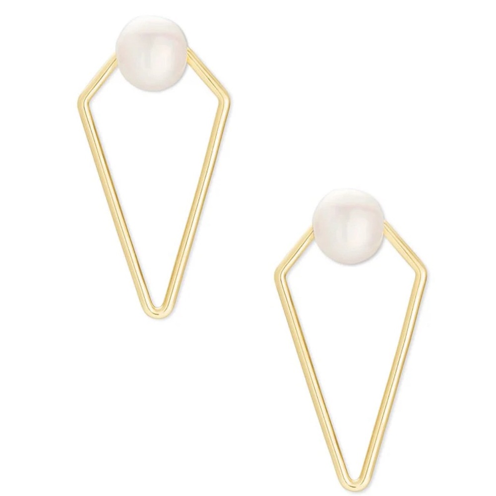 Kendra Scott Demi Open Frame Gold and Pearl Earrings